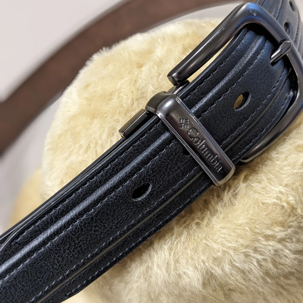 Columbia Reversible Black/Brown Syntheic Leather Belt - Size Medium